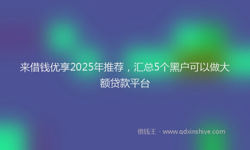 来借钱优享2025年推荐，汇总5个黑户可以做大额贷款平台