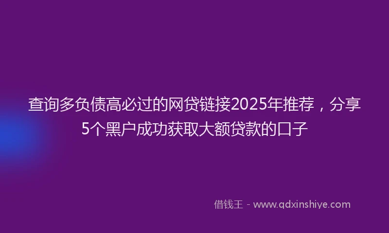 查询多负债高必过的网贷链接2025年推荐，分享5个黑户成功获取大额贷款的口子