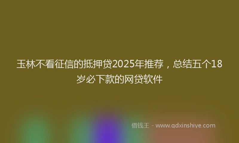 玉林不看征信的抵押贷2025年推荐，总结五个18岁必下款的网贷软件