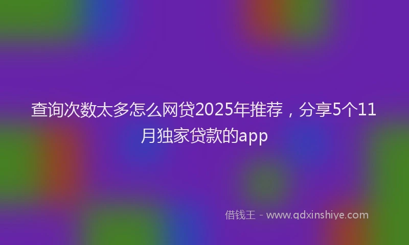 查询次数太多怎么网贷2025年推荐，分享5个11月独家贷款的app