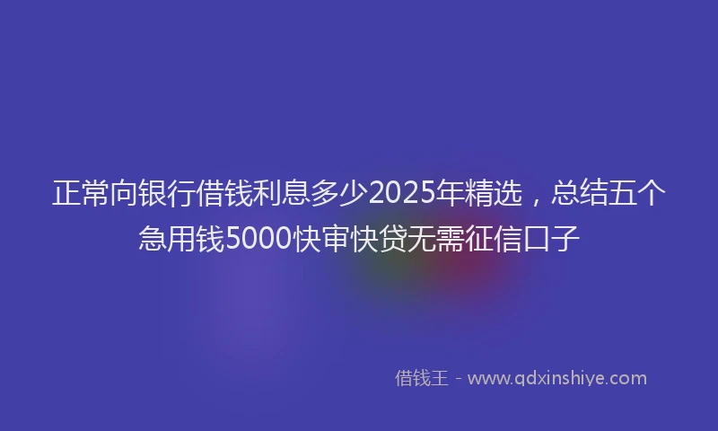 正常向银行借钱利息多少2025年精选，总结五个急用钱5000快审快贷无需征信口子
