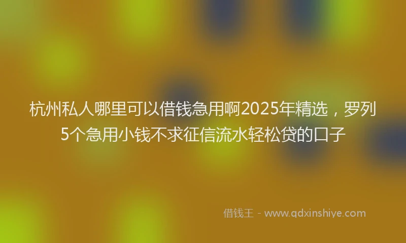 杭州私人哪里可以借钱急用啊2025年精选，罗列5个急用小钱不求征信流水轻松贷的口子