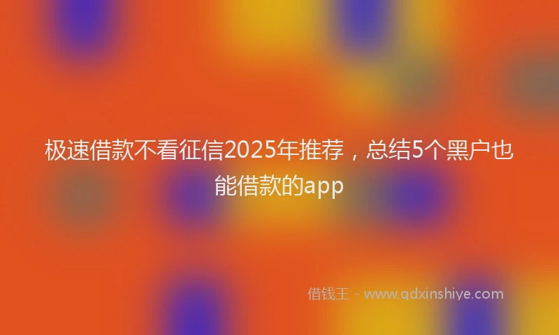 极速借款不看征信2025年推荐，总结5个黑户也能借款的app