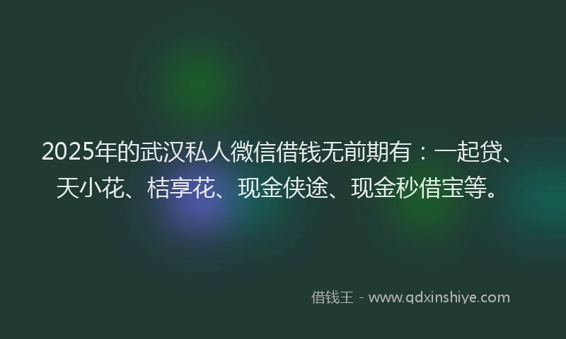 2025年的武汉私人微信借钱无前期有：一起贷、天小花、桔享花、现金侠途、现金秒借宝等。