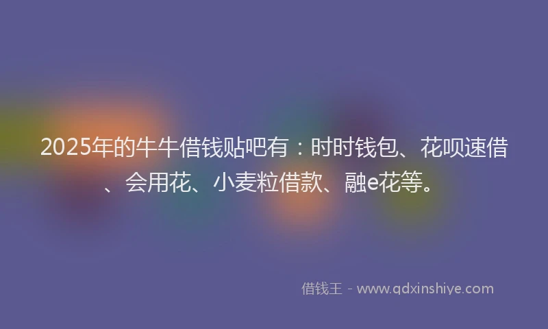 2025年的牛牛借钱贴吧有：时时钱包、花呗速借、会用花、小麦粒借款、融e花等。