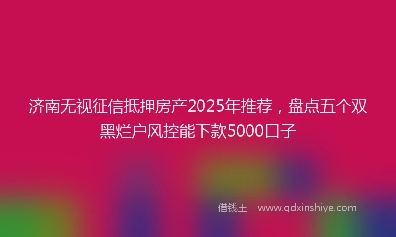 济南无视征信抵押房产2025年推荐，盘点五个双黑烂户风控能下款5000口子