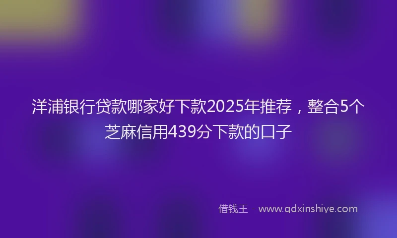 洋浦银行贷款哪家好下款2025年推荐，整合5个芝麻信用439分下款的口子