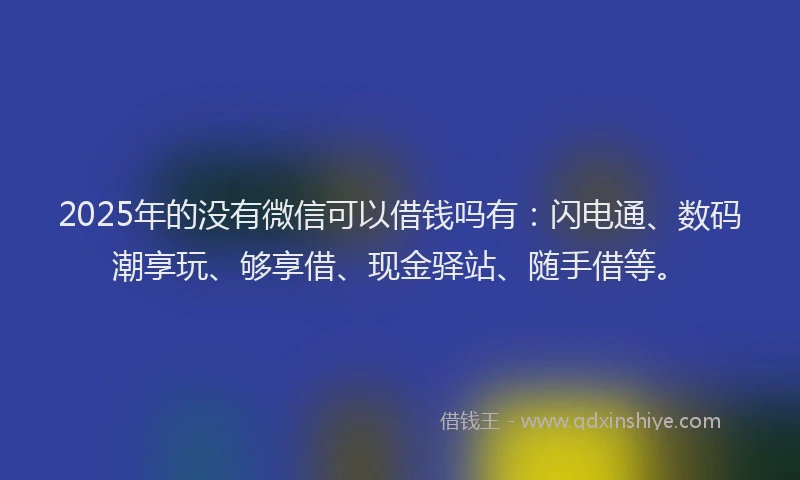 2025年的没有微信可以借钱吗有：闪电通、数码潮享玩、够享借、现金驿站、随手借等。