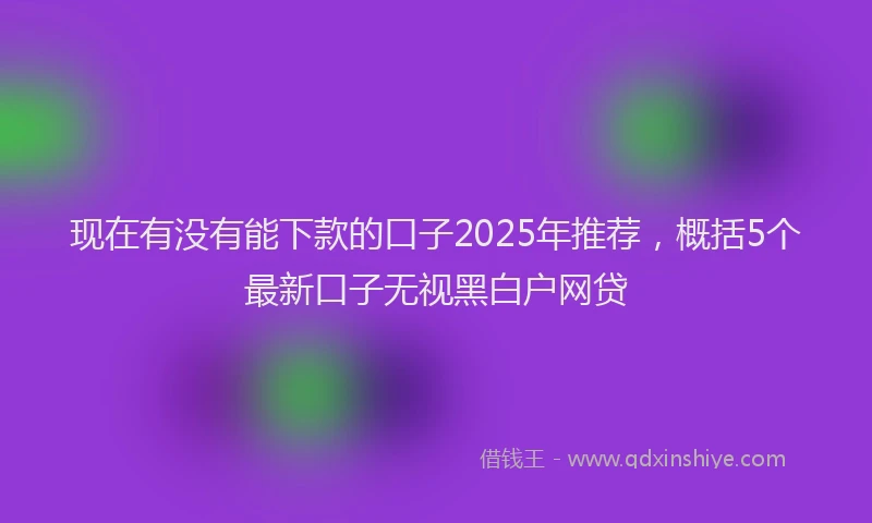 现在有没有能下款的口子2025年推荐，概括5个最新口子无视黑白户网贷