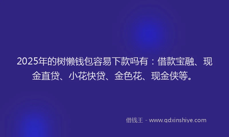 2025年的树懒钱包容易下款吗有：借款宝融、现金直贷、小花快贷、金色花、现金侠等。