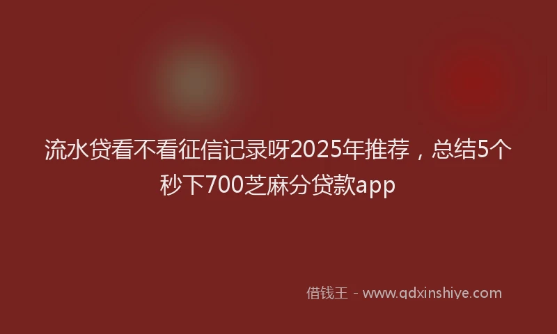 流水贷看不看征信记录呀2025年推荐，总结5个秒下700芝麻分贷款app