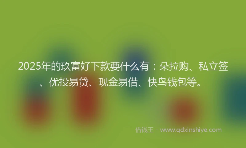 2025年的玖富好下款要什么有：朵拉购、私立签、优投易贷、现金易借、快鸟钱包等。