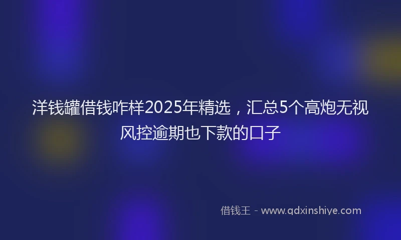 洋钱罐借钱咋样2025年精选，汇总5个高炮无视风控逾期也下款的口子