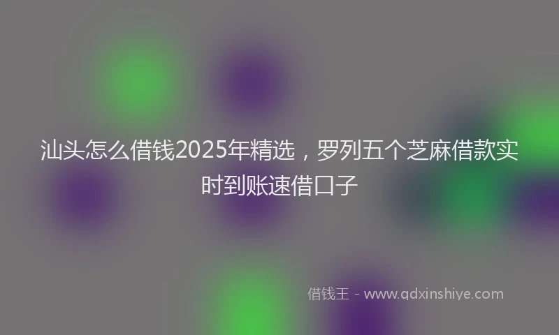 汕头怎么借钱2025年精选，罗列五个芝麻借款实时到账速借口子