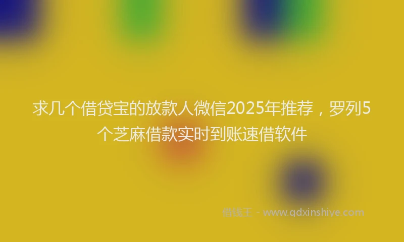 求几个借贷宝的放款人微信2025年推荐，罗列5个芝麻借款实时到账速借软件