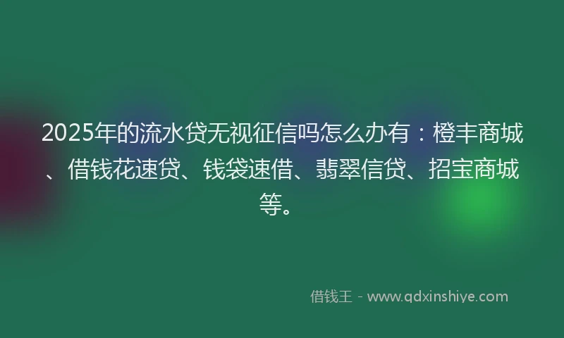 2025年的流水贷无视征信吗怎么办有：橙丰商城、借钱花速贷、钱袋速借、翡翠信贷、招宝商城等。