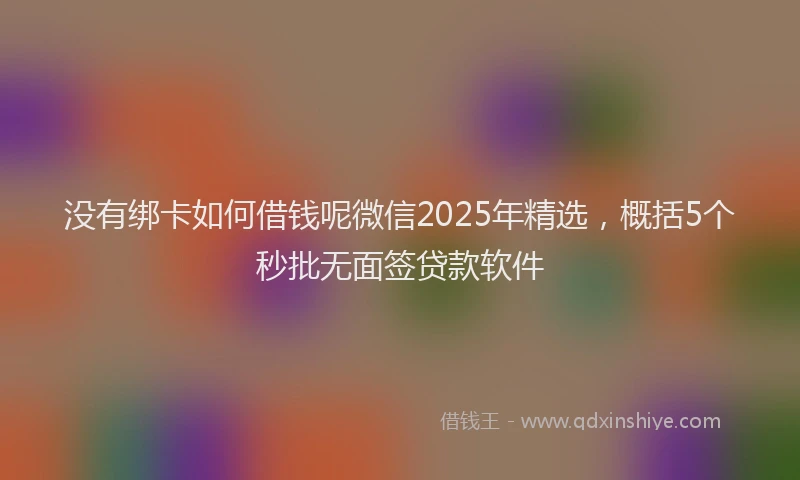 没有绑卡如何借钱呢微信2025年精选，概括5个秒批无面签贷款软件