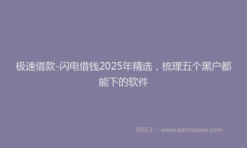 极速借款-闪电借钱2025年精选，梳理五个黑户都能下的软件
