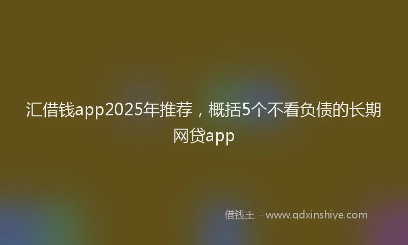 汇借钱app2025年推荐，概括5个不看负债的长期网贷app