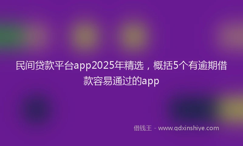 民间贷款平台app2025年精选，概括5个有逾期借款容易通过的app