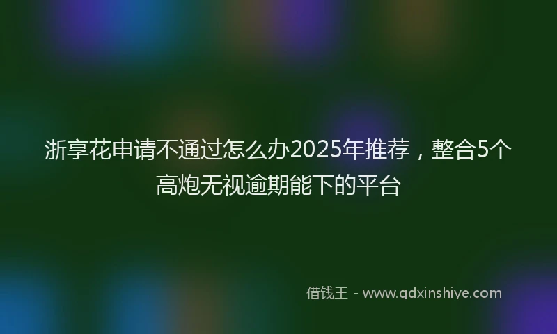 浙享花申请不通过怎么办2025年推荐，整合5个高炮无视逾期能下的平台