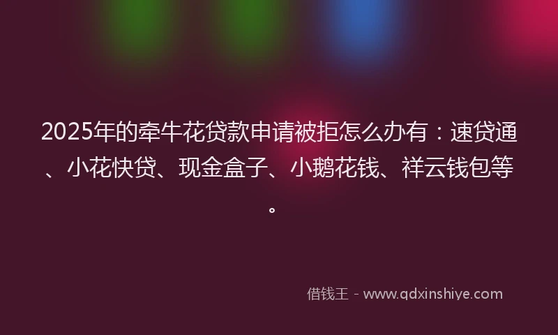 2025年的牵牛花贷款申请被拒怎么办有：速贷通、小花快贷、现金盒子、小鹅花钱、祥云钱包等。