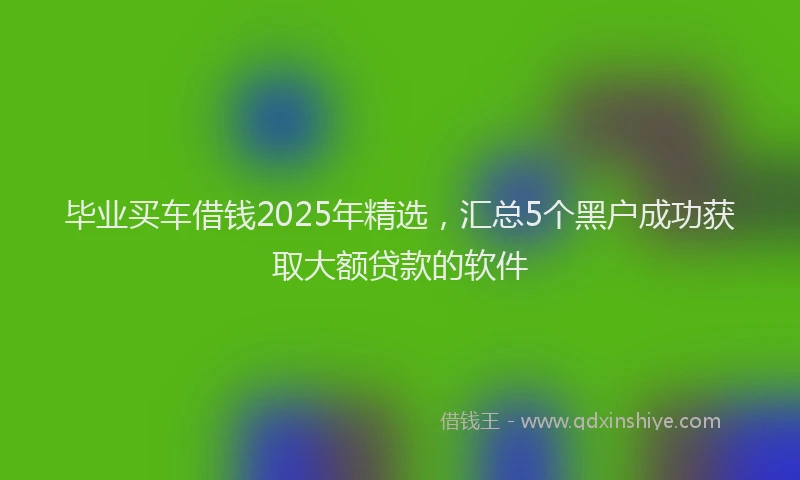 毕业买车借钱2025年精选，汇总5个黑户成功获取大额贷款的软件