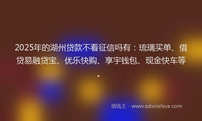 2025年的湖州贷款不看征信吗有：琉璃买单、借贷易融贷宝、优乐快购、享宇钱包、现金快车等。