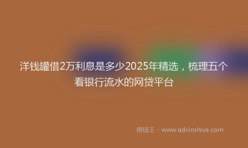洋钱罐借2万利息是多少2025年精选，梳理五个看银行流水的网贷平台
