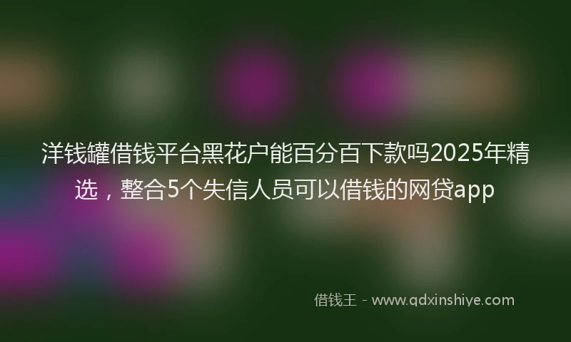 洋钱罐借钱平台黑花户能百分百下款吗2025年精选，整合5个失信人员可以借钱的网贷app