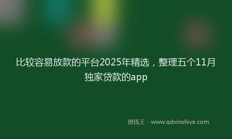 比较容易放款的平台2025年精选，整理五个11月独家贷款的app