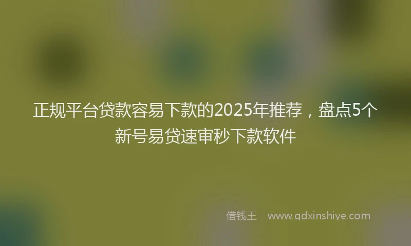 正规平台贷款容易下款的2025年推荐，盘点5个新号易贷速审秒下款软件
