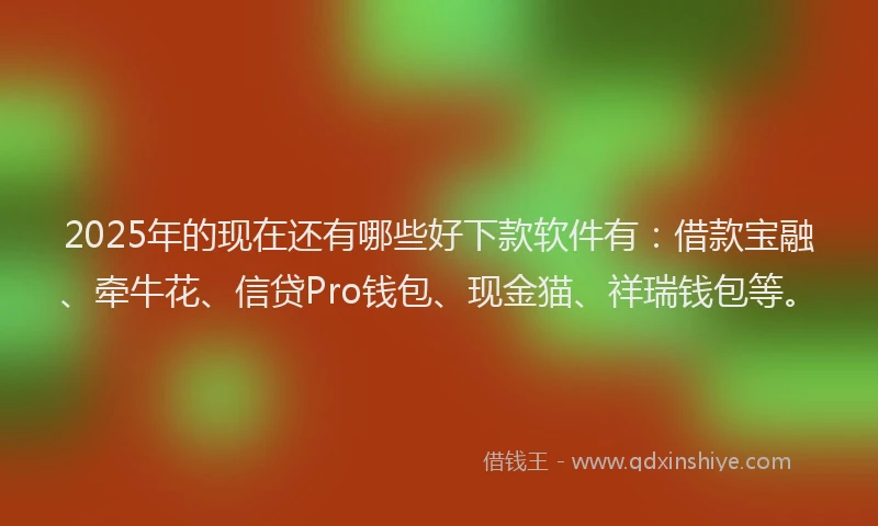 2025年的现在还有哪些好下款软件有：借款宝融、牵牛花、信贷Pro钱包、现金猫、祥瑞钱包等。
