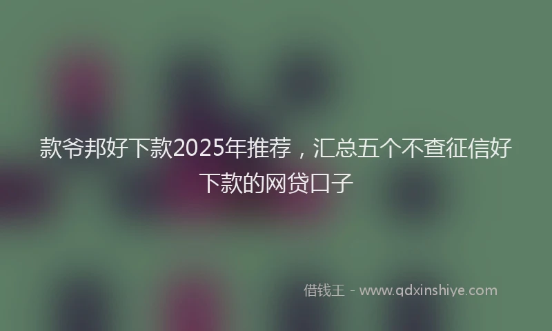 款爷邦好下款2025年推荐，汇总五个不查征信好下款的网贷口子