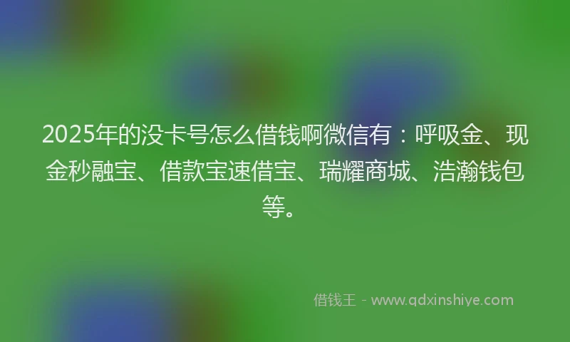 2025年的没卡号怎么借钱啊微信有：呼吸金、现金秒融宝、借款宝速借宝、瑞耀商城、浩瀚钱包等。