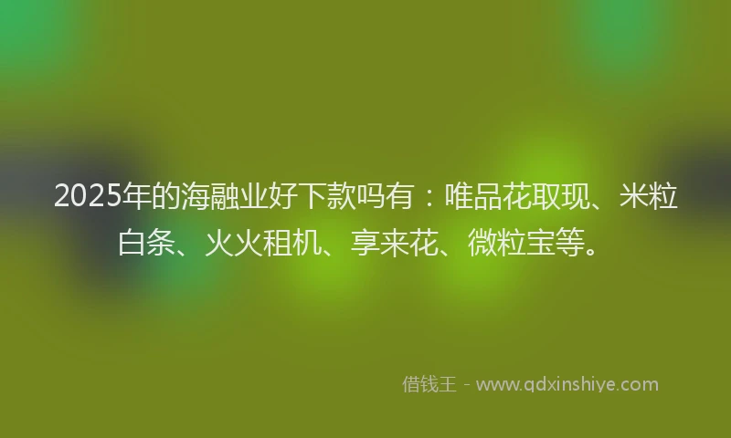 2025年的海融业好下款吗有：唯品花取现、米粒白条、火火租机、享来花、微粒宝等。
