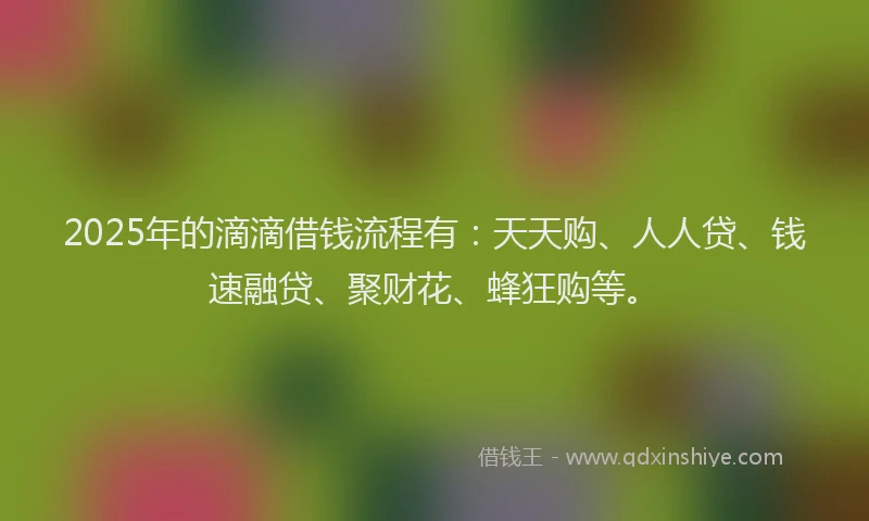 2025年的滴滴借钱流程有：天天购、人人贷、钱速融贷、聚财花、蜂狂购等。