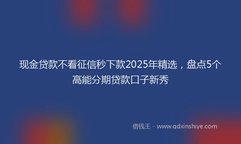 现金贷款不看征信秒下款2025年精选，盘点5个高能分期贷款口子新秀