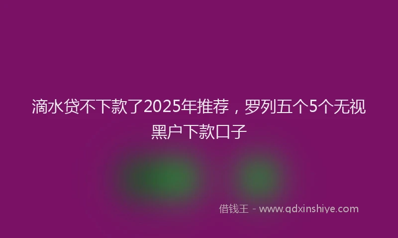 滴水贷不下款了2025年推荐，罗列五个5个无视黑户下款口子