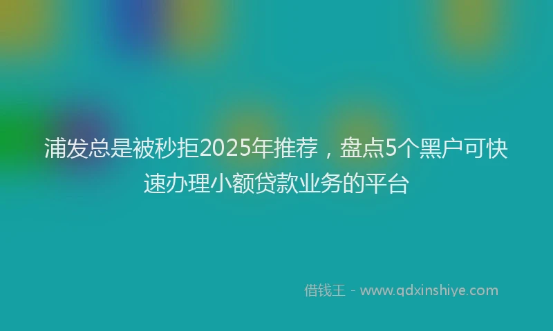 浦发总是被秒拒2025年推荐，盘点5个黑户可快速办理小额贷款业务的平台