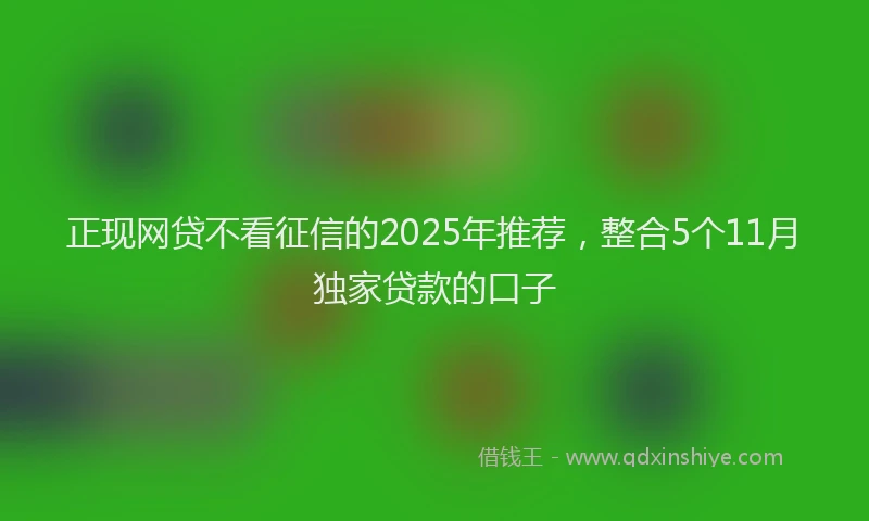 正现网贷不看征信的2025年推荐，整合5个11月独家贷款的口子