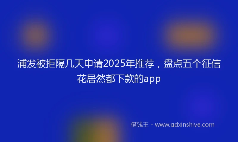浦发被拒隔几天申请2025年推荐，盘点五个征信花居然都下款的app