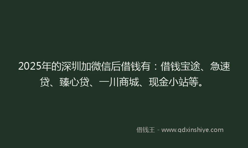 2025年的深圳加微信后借钱有：借钱宝途、急速贷、臻心贷、一川商城、现金小站等。