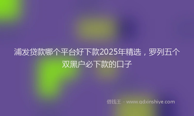 浦发贷款哪个平台好下款2025年精选，罗列五个双黑户必下款的口子