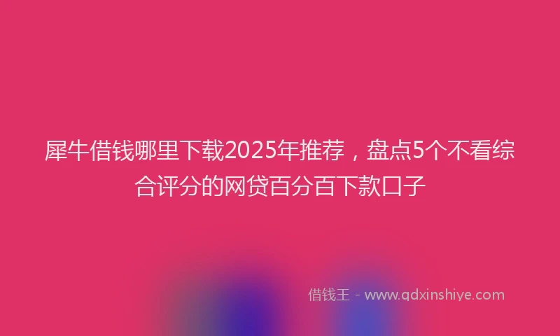 犀牛借钱哪里下载2025年推荐，盘点5个不看综合评分的网贷百分百下款口子
