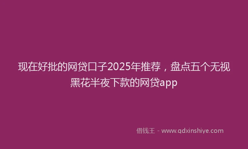 现在好批的网贷口子2025年推荐，盘点五个无视黑花半夜下款的网贷app