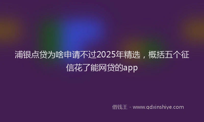 浦银点贷为啥申请不过2025年精选，概括五个征信花了能网贷的app