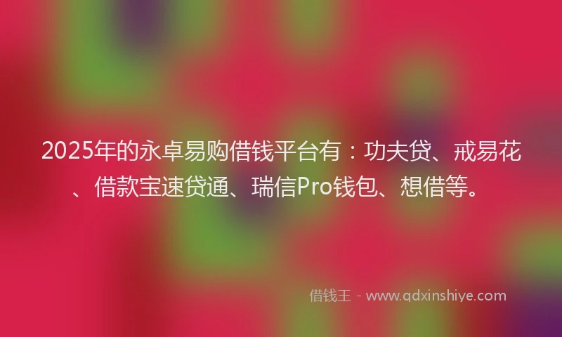2025年的永卓易购借钱平台有：功夫贷、戒易花、借款宝速贷通、瑞信Pro钱包、想借等。