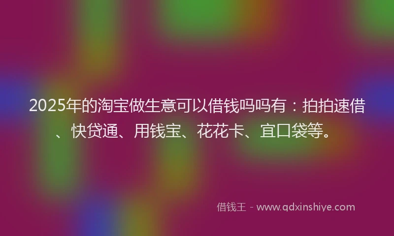 2025年的淘宝做生意可以借钱吗吗有：拍拍速借、快贷通、用钱宝、花花卡、宜口袋等。