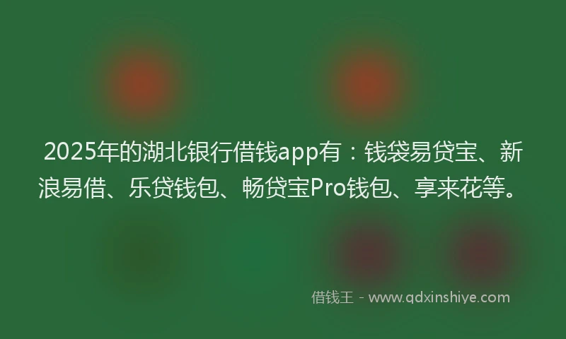 2025年的湖北银行借钱app有：钱袋易贷宝、新浪易借、乐贷钱包、畅贷宝Pro钱包、享来花等。